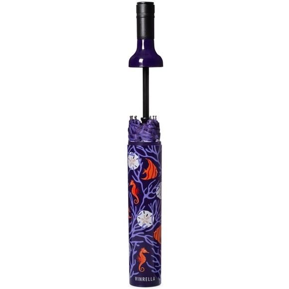 Great Gift! Vinrella Umbrella In a Bottle Purple Sea Life Design - Picture 4 of 10